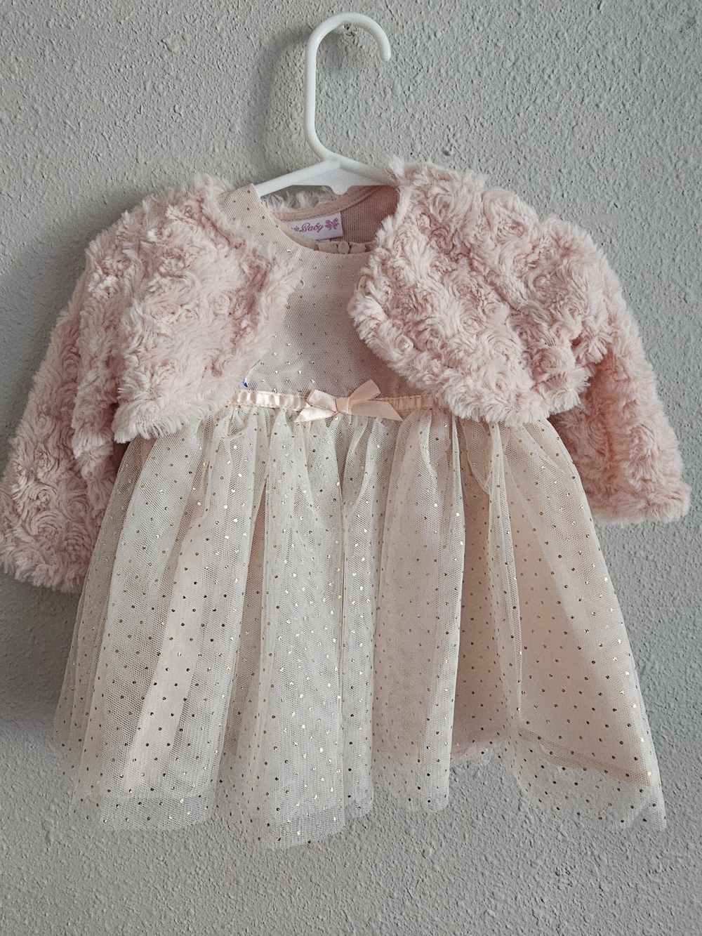 Bonnie Baby Pink and White Baby Dress Set